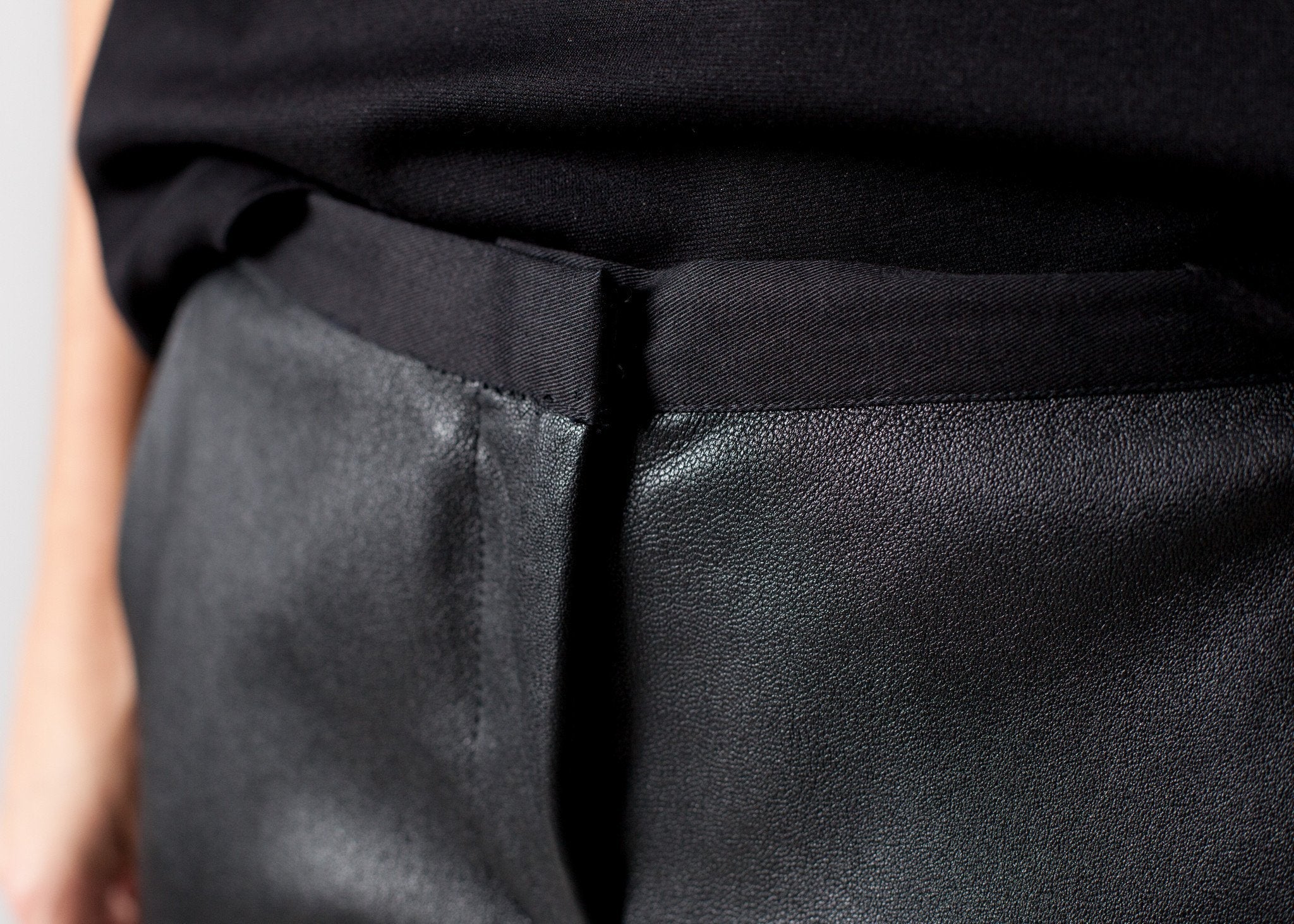 Leather Panel Trouser in Black - raj