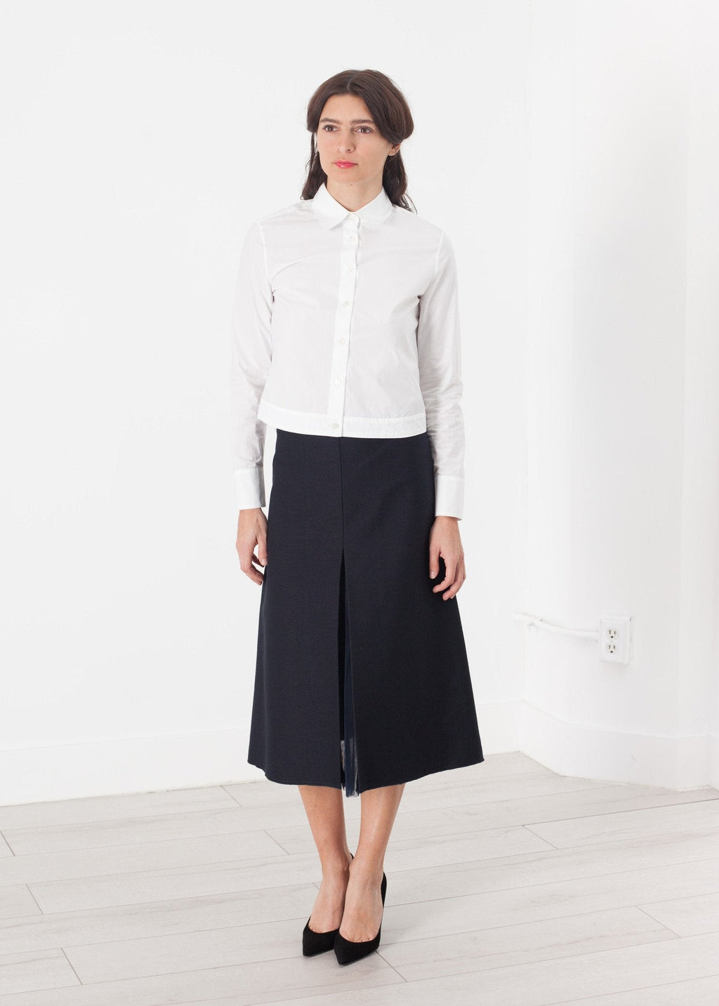 Tulle Pleat Skirt in Navy - raj