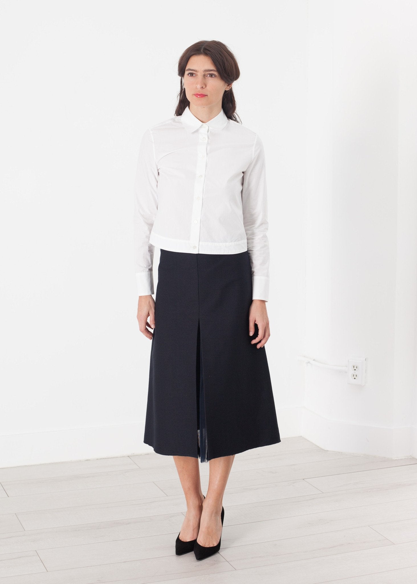 Tulle Pleat Skirt in Navy - raj