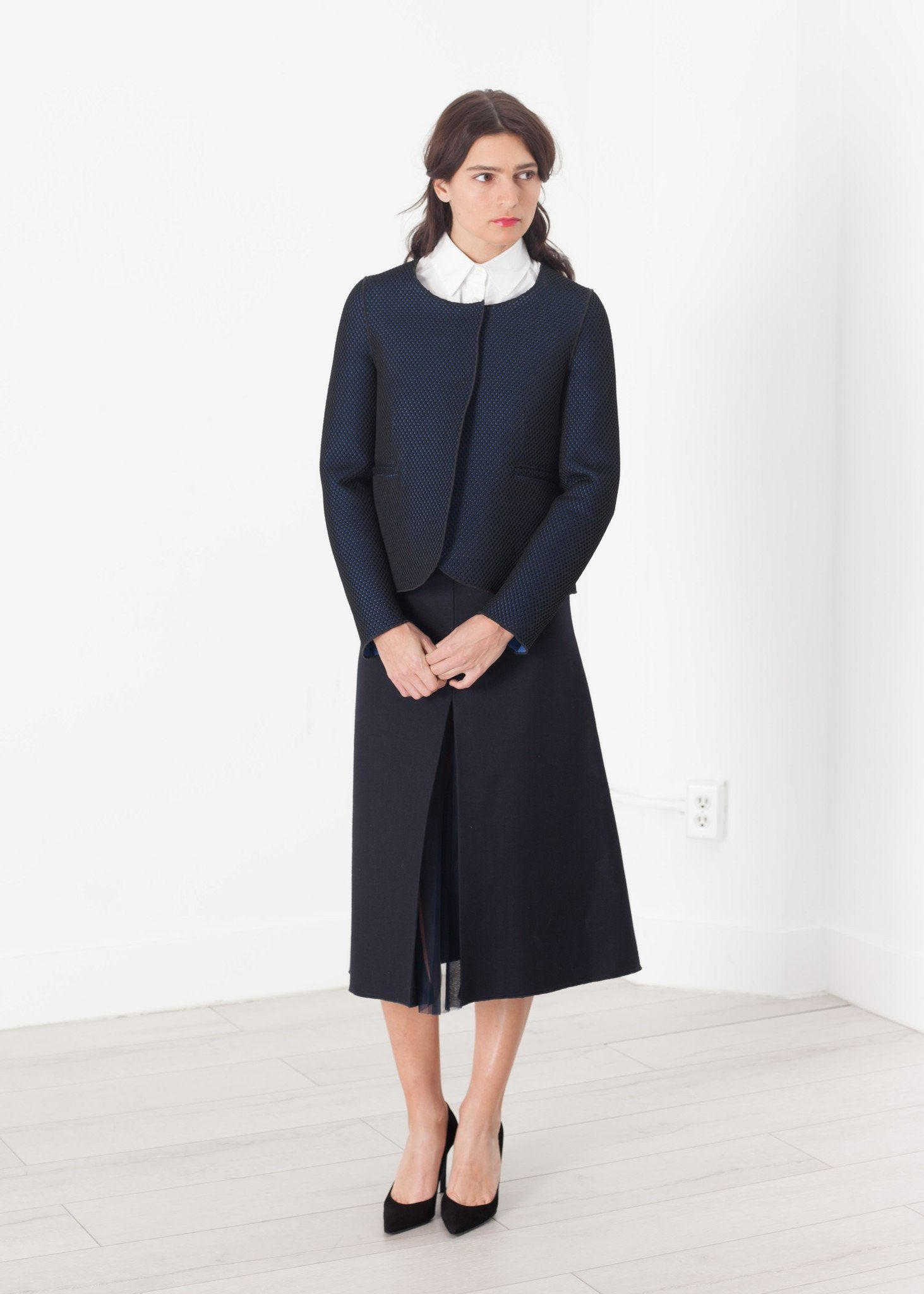 Weave Jacket in Black/Blue - raj