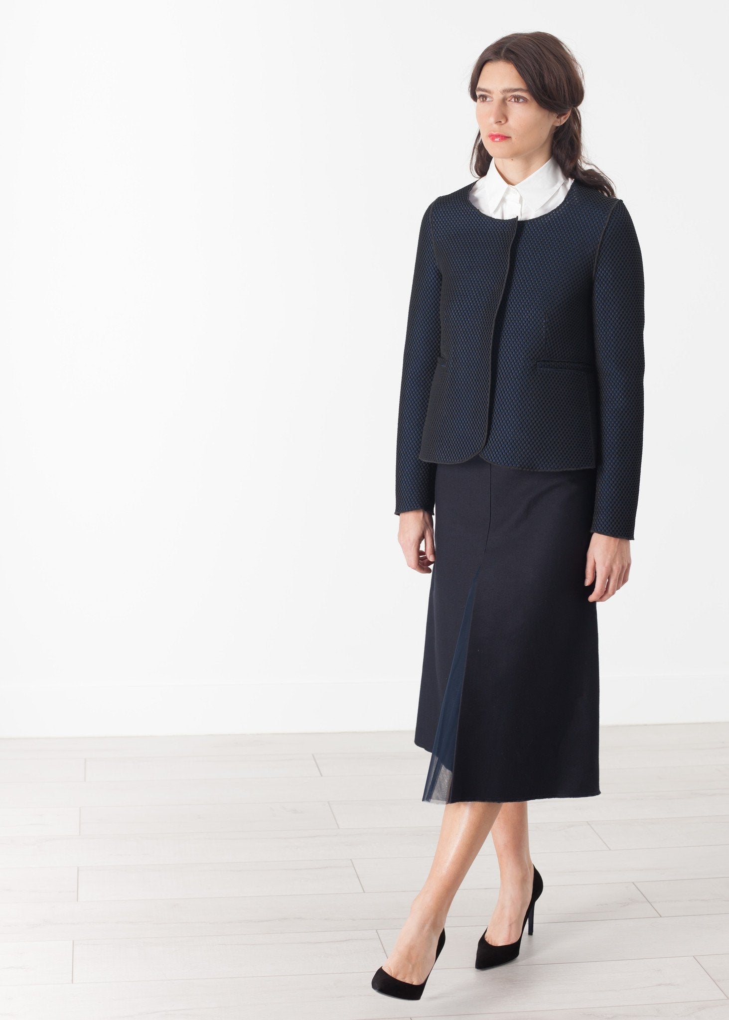 Weave Jacket in Black/Blue - raj