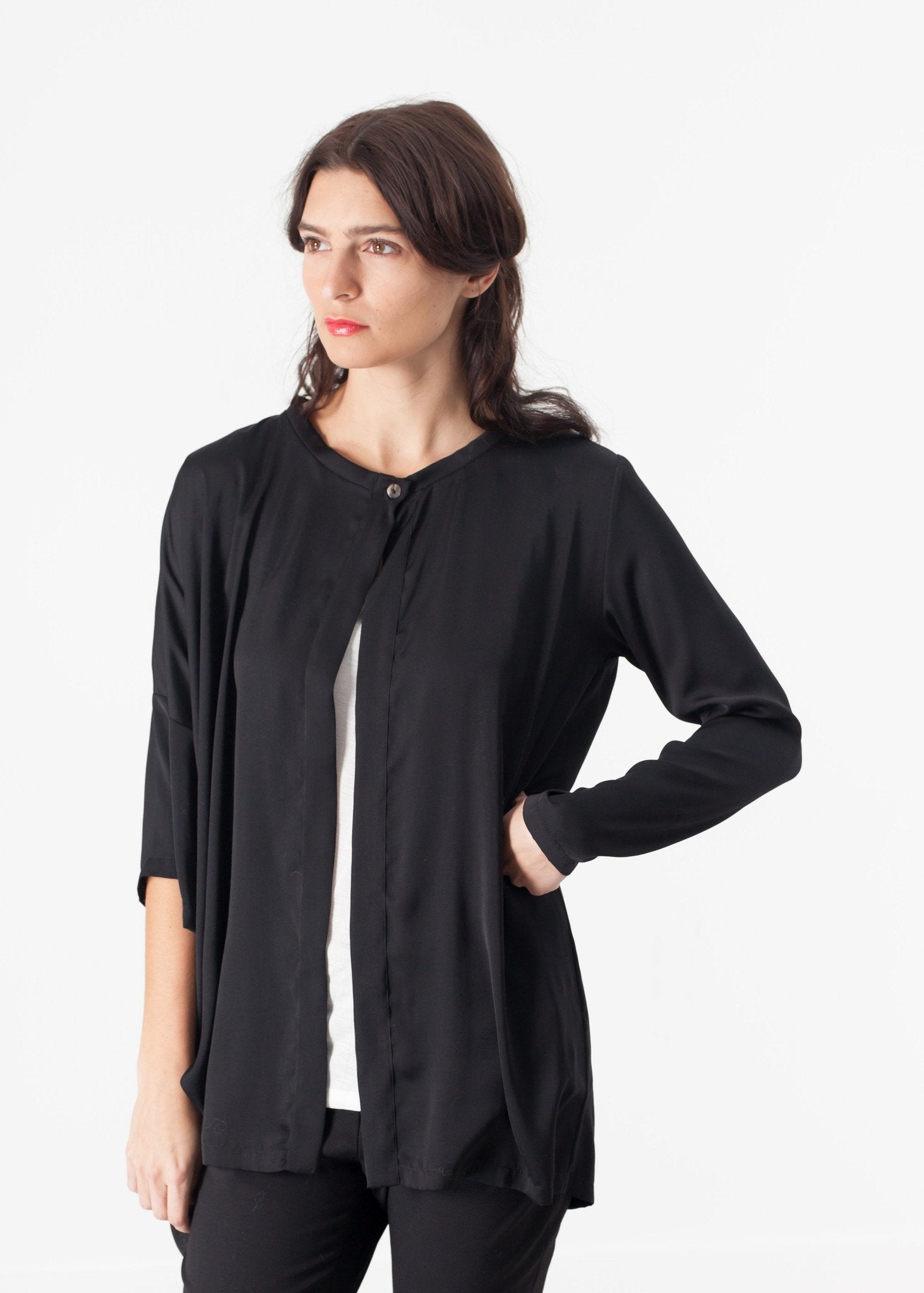 Unbalanced Cardigan in Black - raj