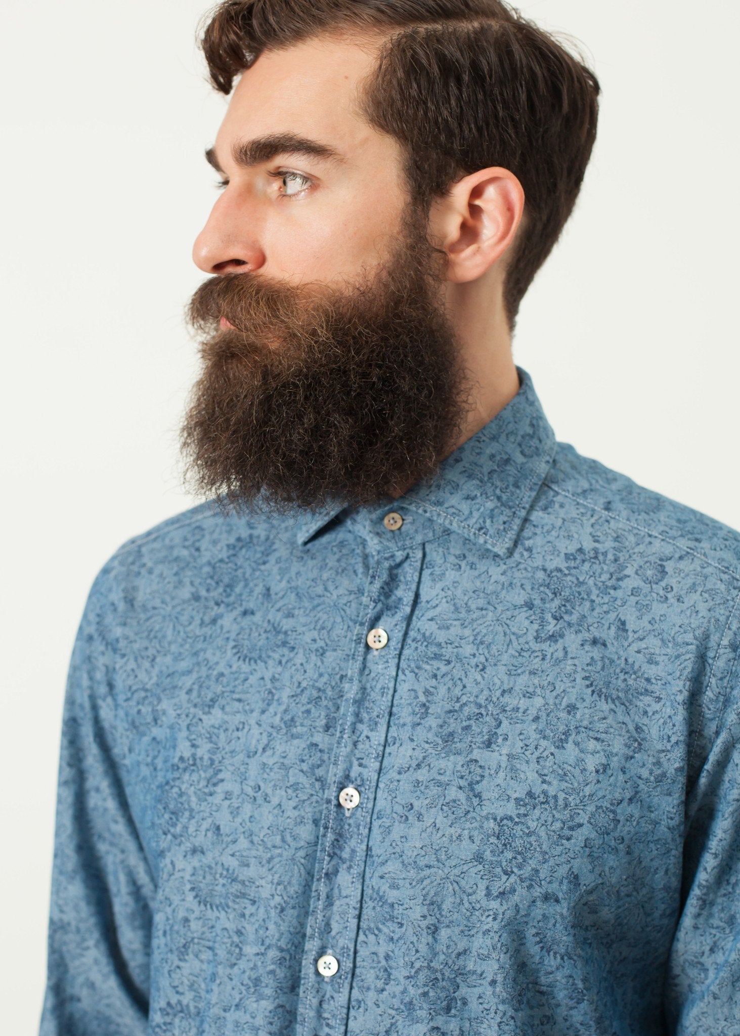 Floral Button-Up in Blue - raj