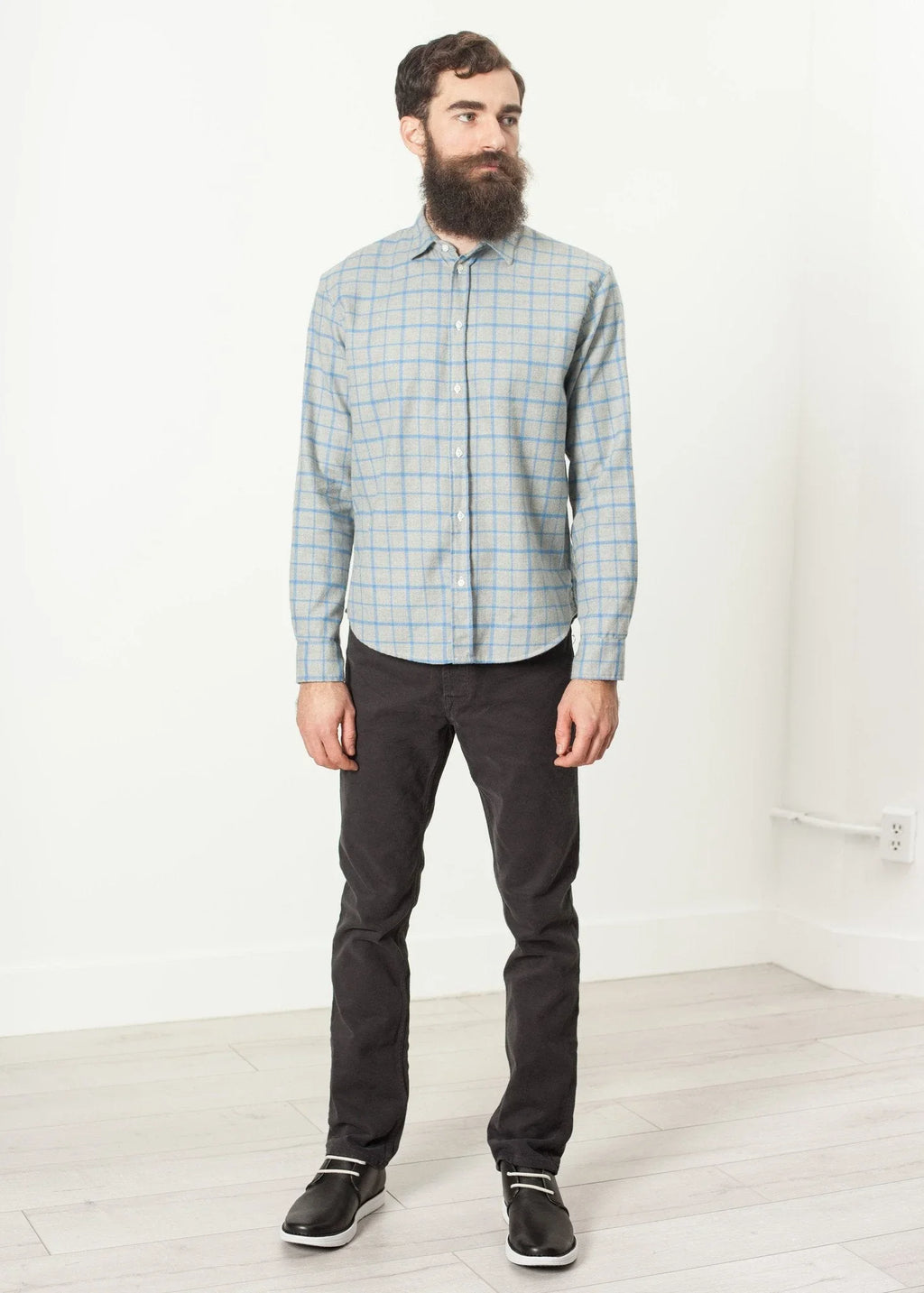 Paul Shirt in Grey Flannel -nadeem