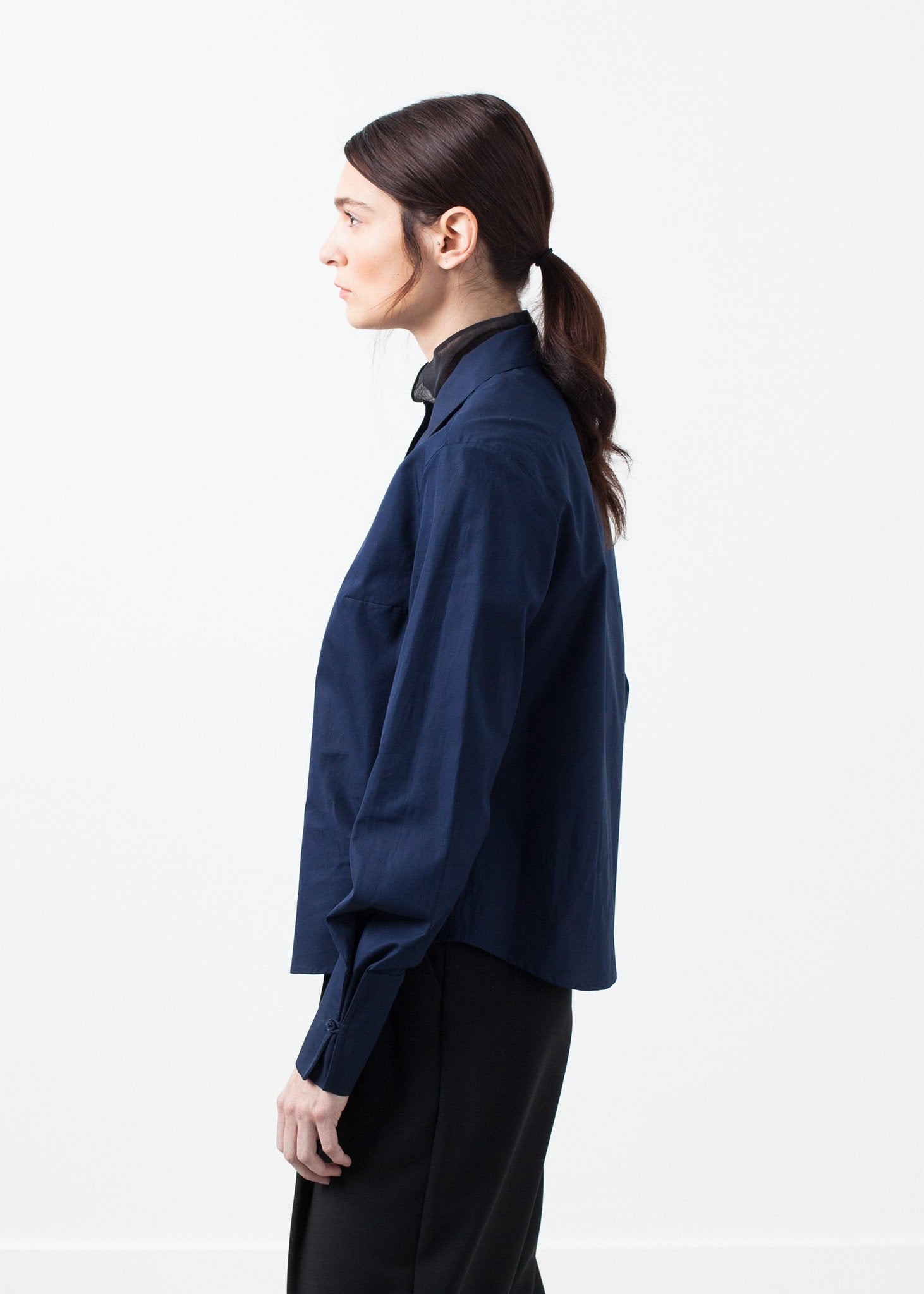 Sheer Silk Collar Button Up -nadeem