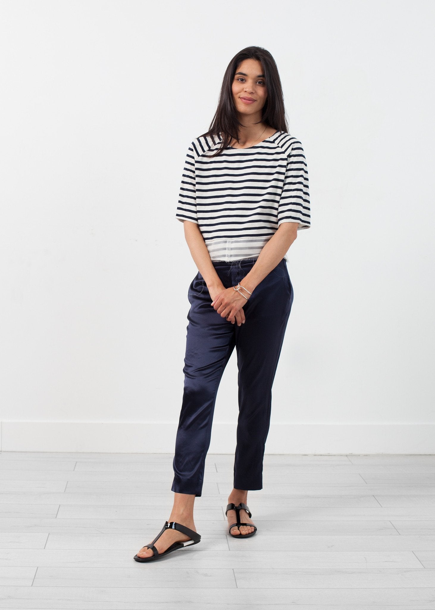 Sleeve Top in Navy Stripe -nadeem