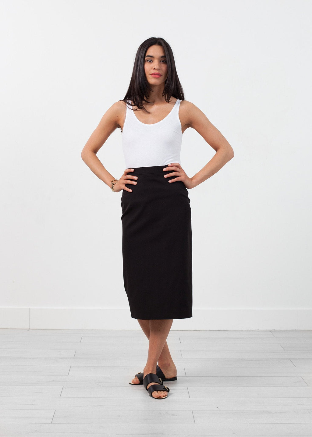 Long Pencil Skirt in Black right Long Pencil Skirt in Black