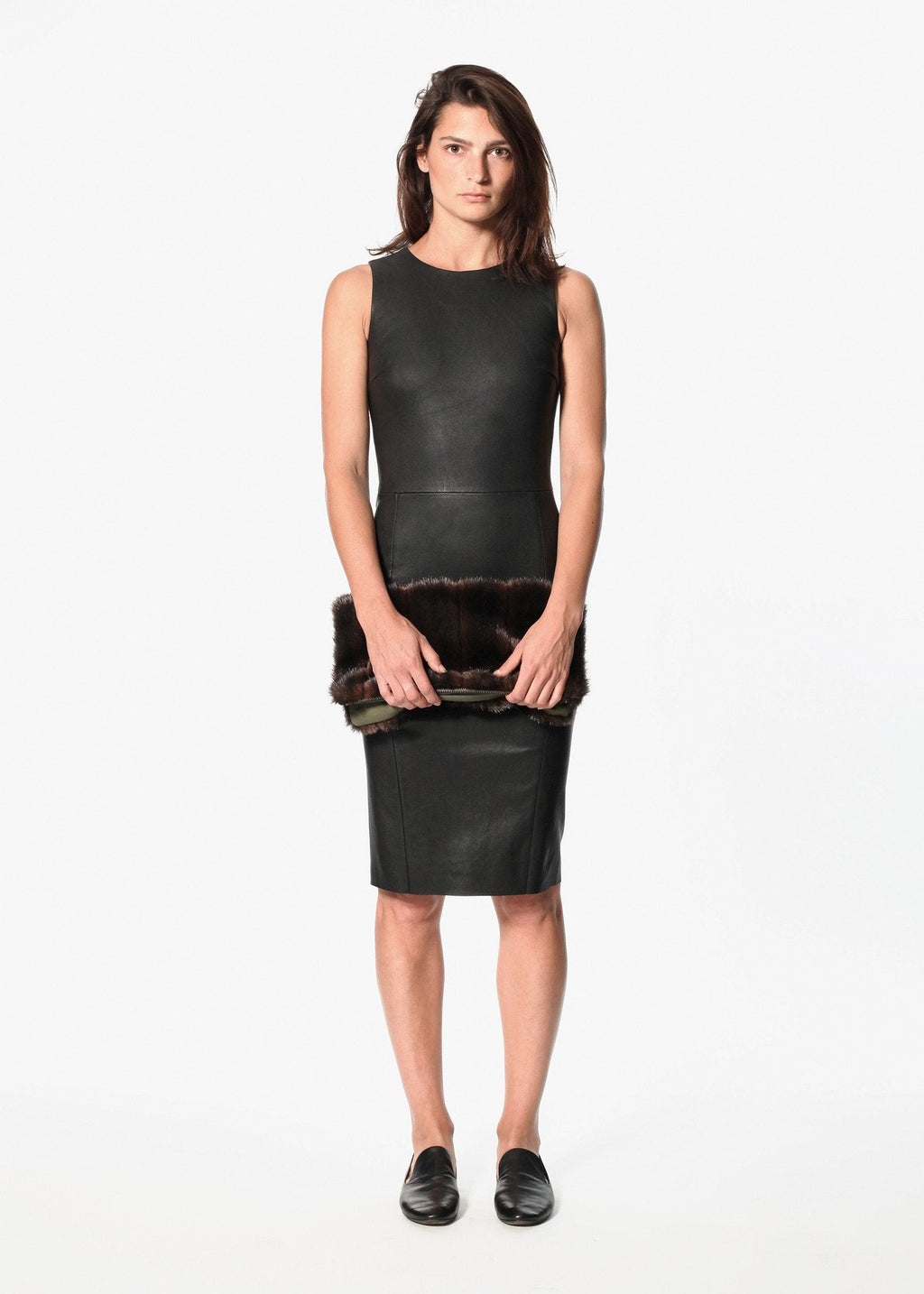 Iranta Leather Dress in Black - raj
