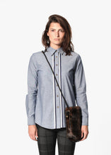 Load image into Gallery viewer, Chambray Boyfriend Shirt in Blue right Chambray Boyfriend Shirt in Blue
