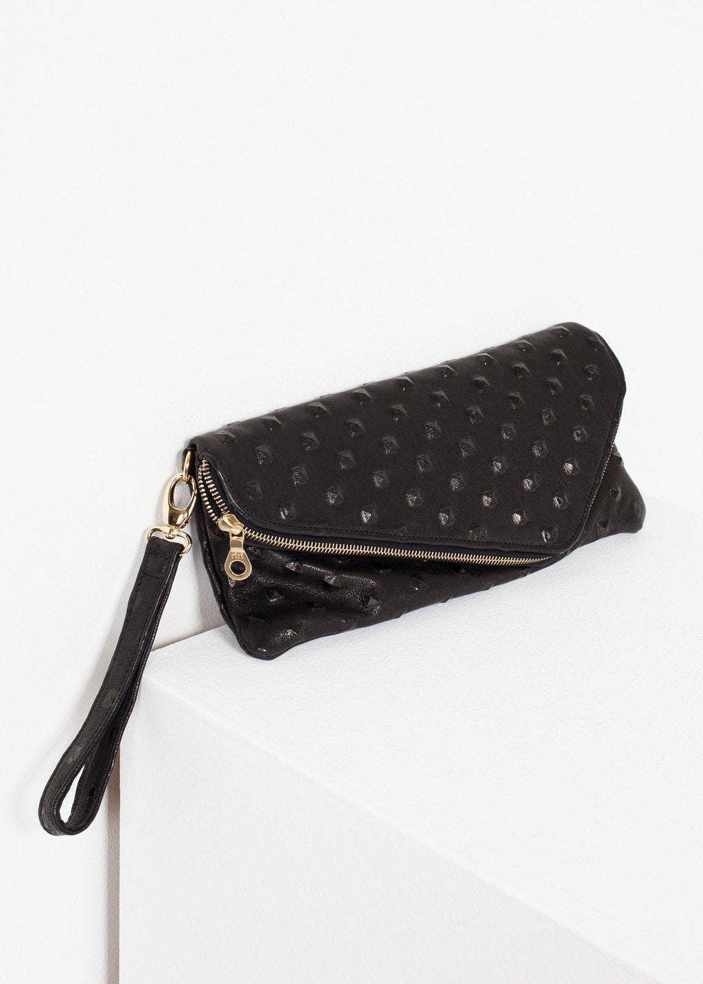 Roxanne Leather Clutch in Black -nadeem