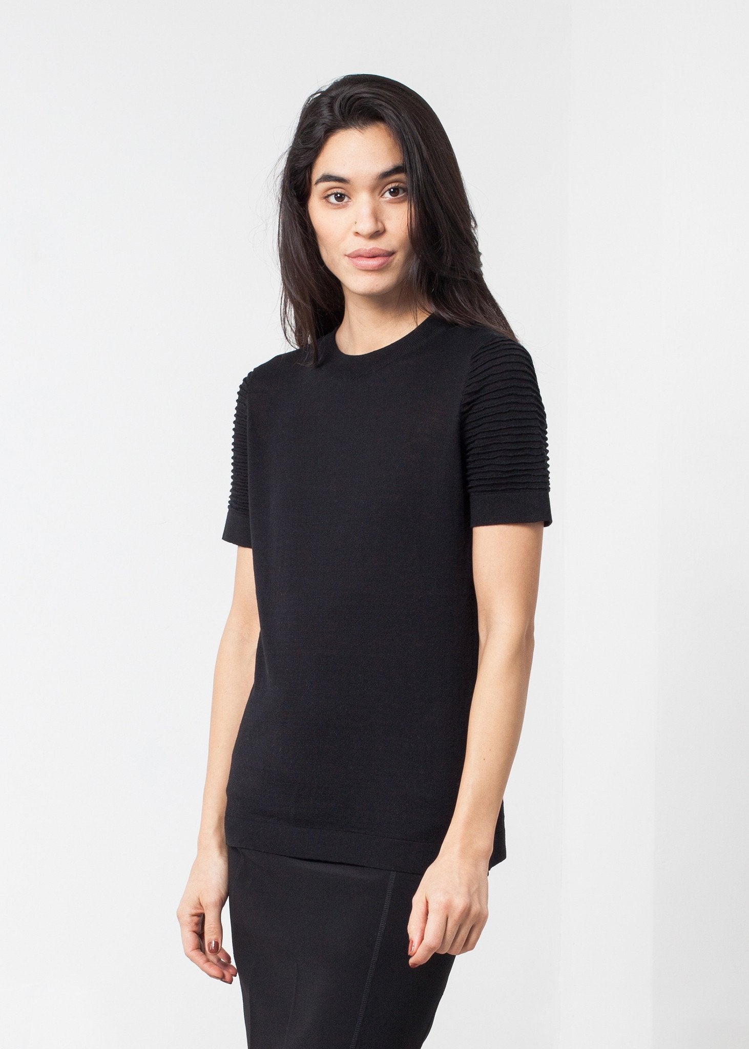 Ribbed Short Sleeve Knit -nadeem