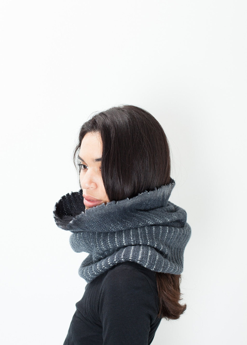 Knit Neck Warmer in Grey right Knit Neck Warmer in Grey