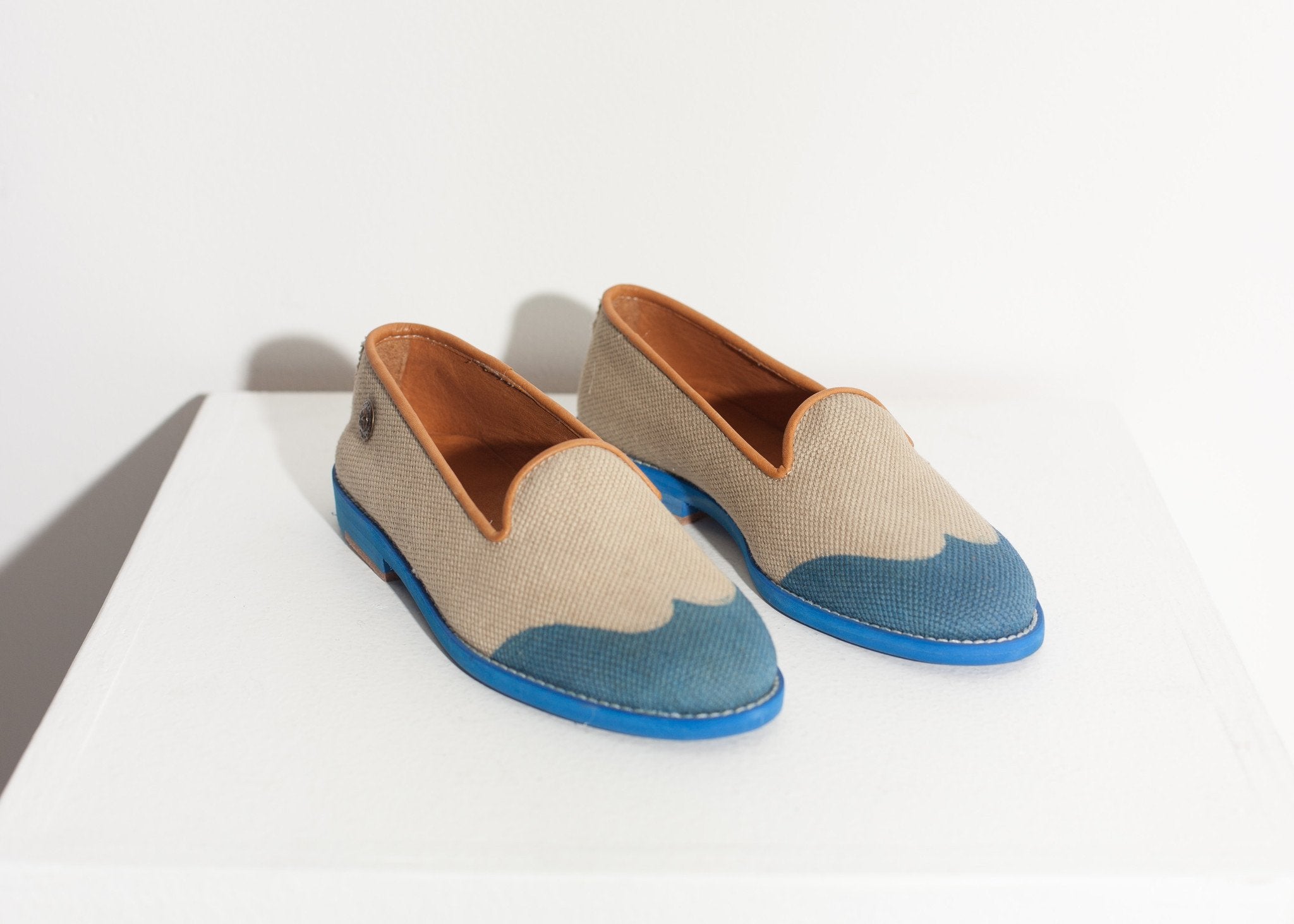 Wingtip Loafer in Blue -nadeem