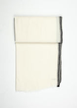 Load image into Gallery viewer, Edged Wool Scarf in Off White right Edged Wool Scarf in Off White
