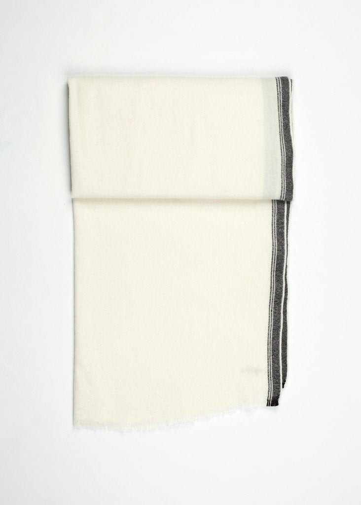 Edged Wool Scarf in Off White right Edged Wool Scarf in Off White