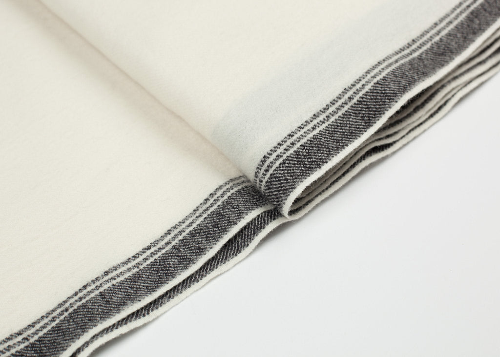 Edged Wool Scarf in Off White - raj