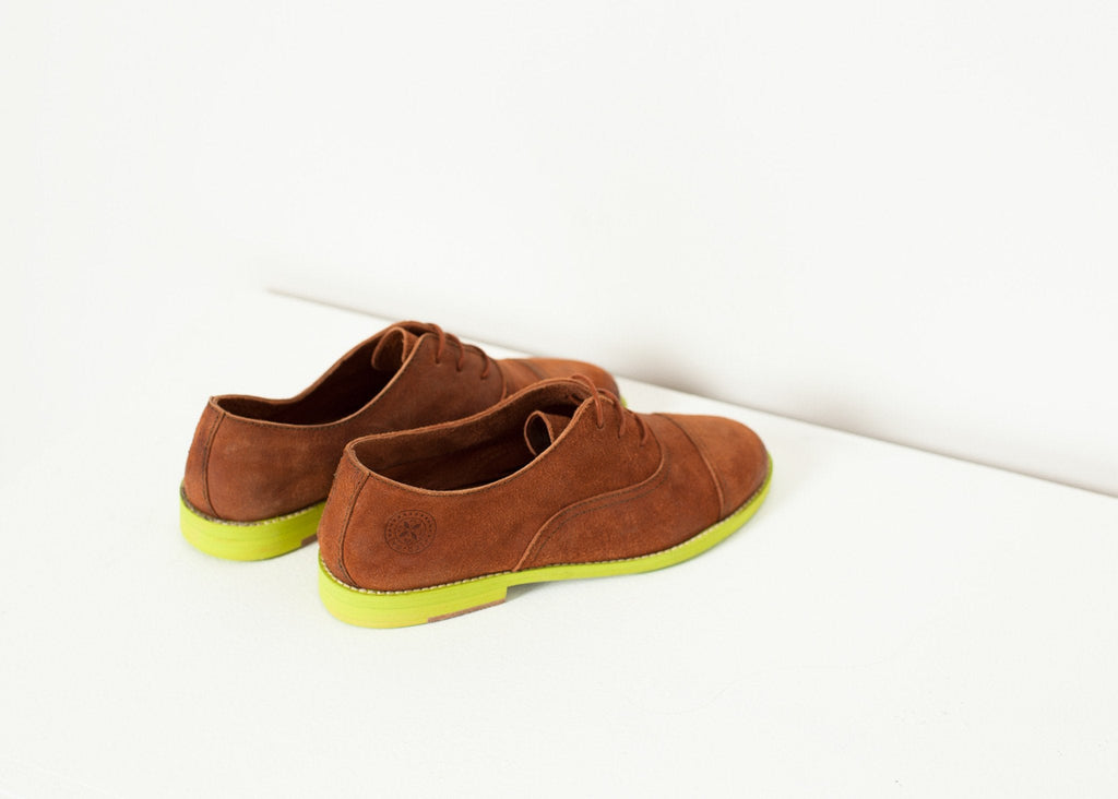 Suede Oxford in Natural/Lime - raj