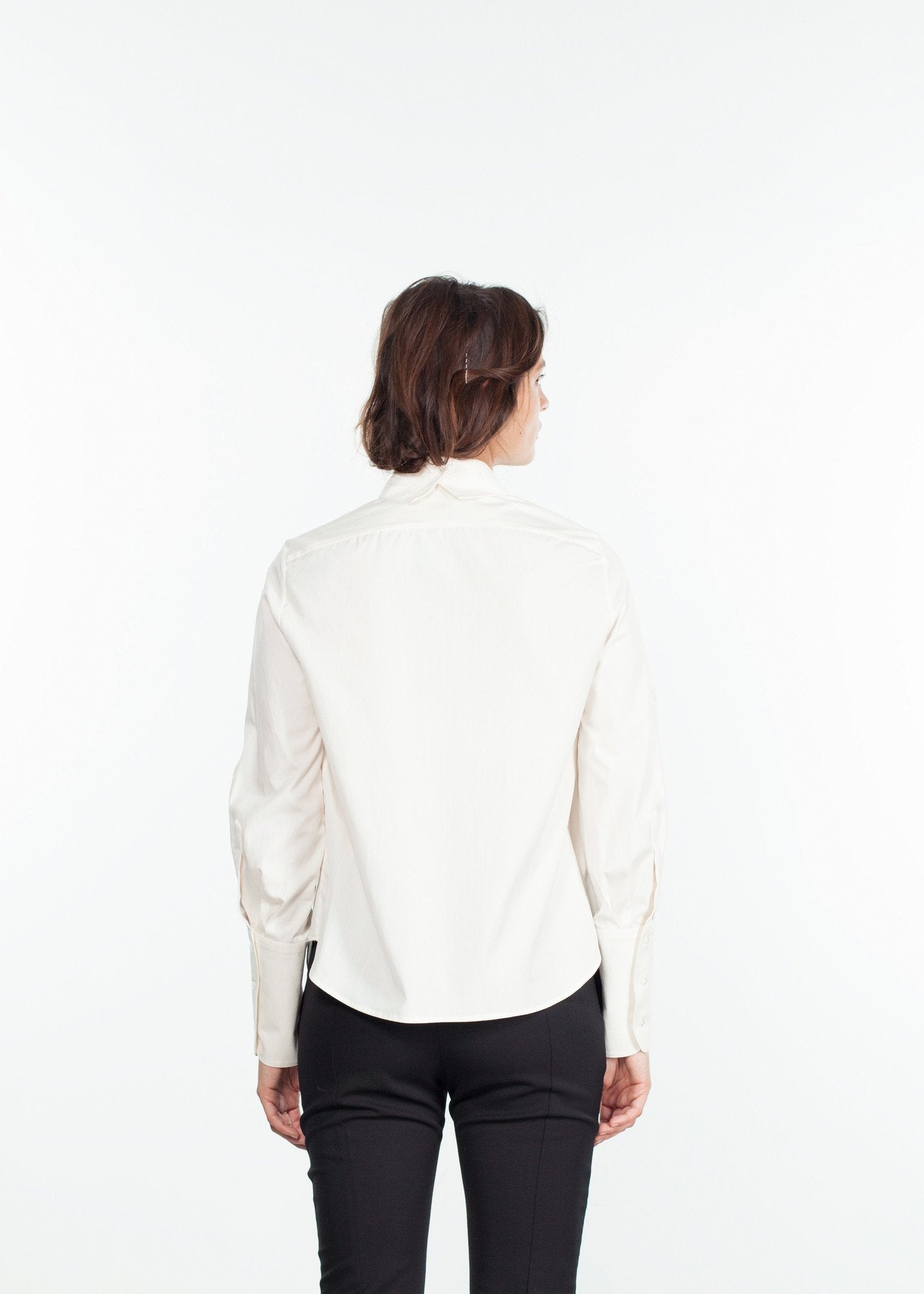 Trim Collar Poplin Blouse in Off White - raj