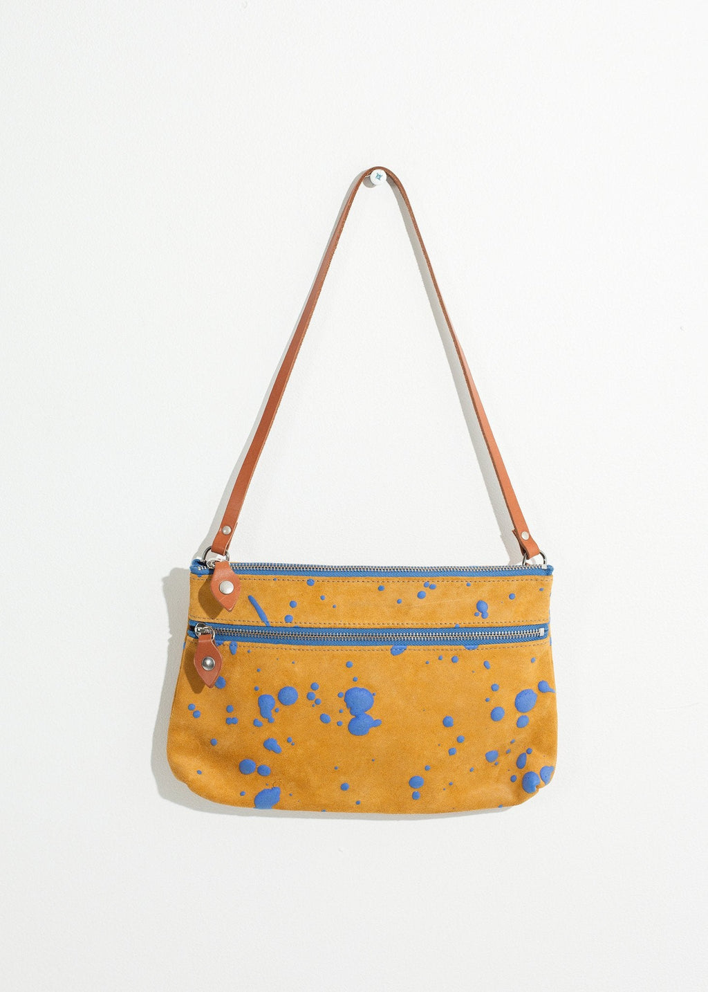 Ink Splatter Shoulder Bag in Mustard/Blue right Ink Splatter Shoulder Bag in Mustard/Blue