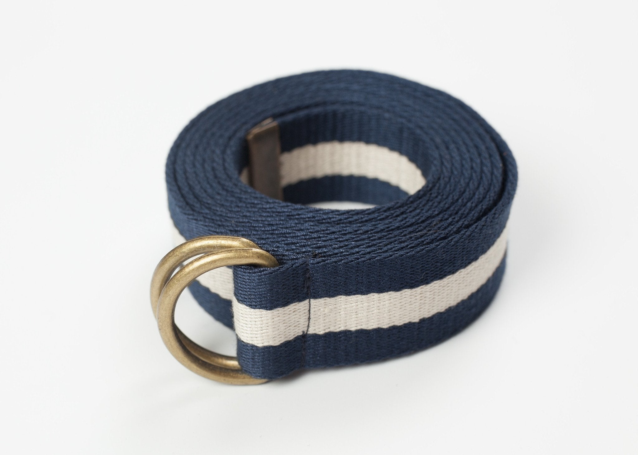Striped Web Belt in Navy/White -nadeem